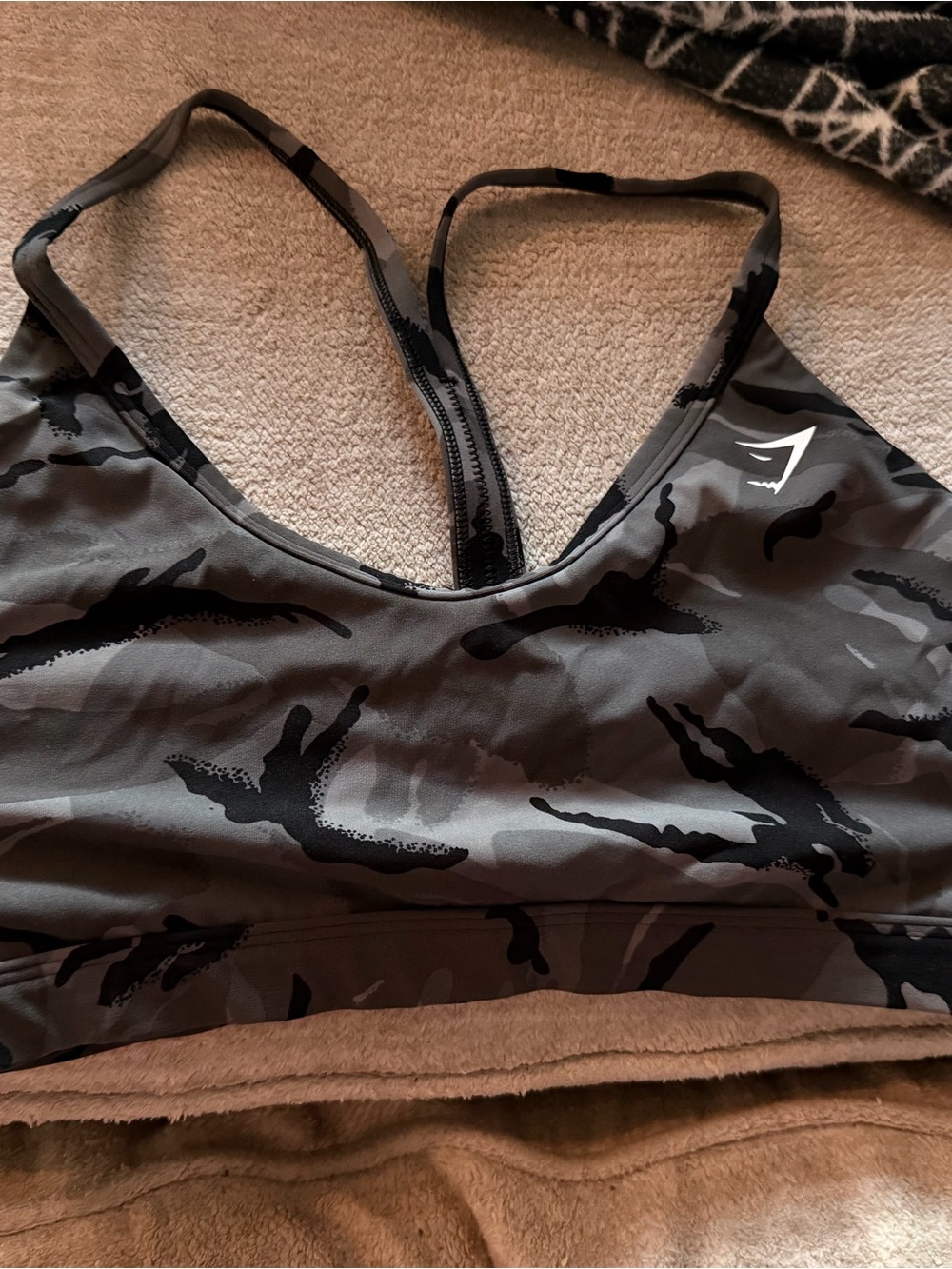 Gymshark Grey Camo Racerback Sports Bra